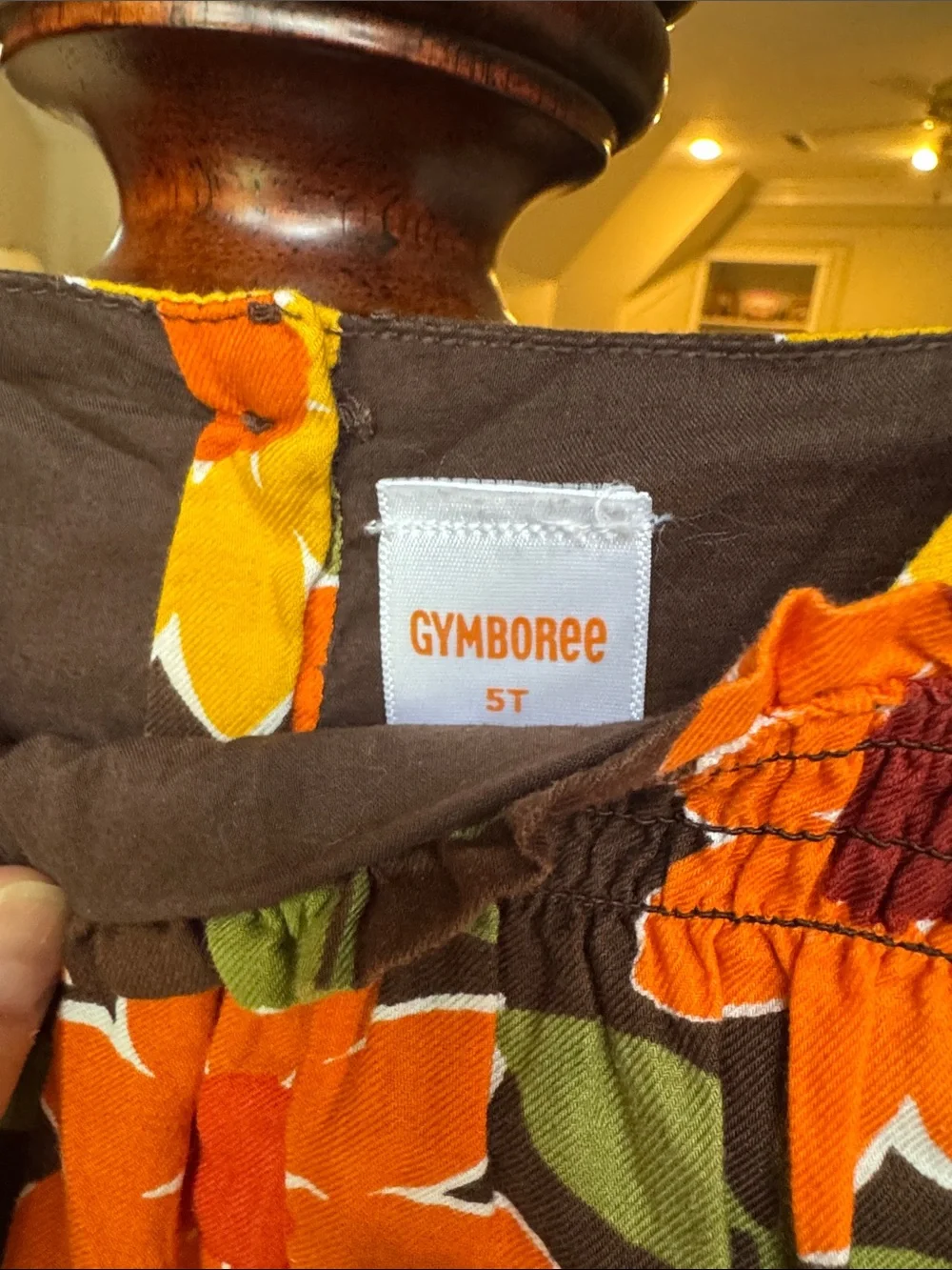 Gymboree Girls Floral Dress - Orange, Yellow & Olive Green Bloom Print